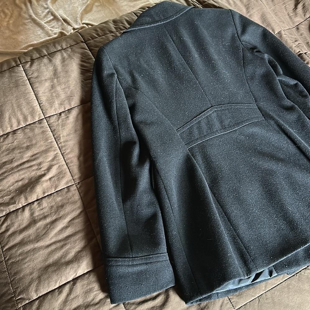 New York & Company Wool & Polyester Black Pea Coat - Picture 12 of 16